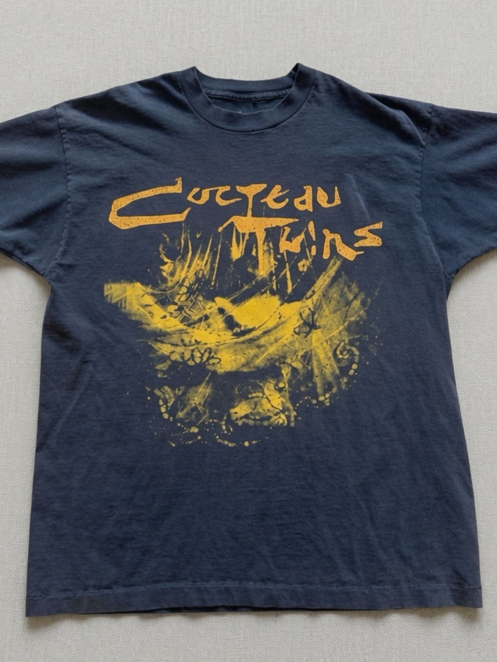 Graphic Short-Sleeve Tee in Black with Yellow Print